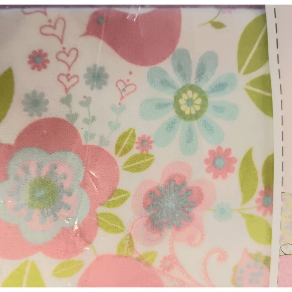 Land of Whimzie Baby Blanket Kit Fabric & Iron On Flower Butterflies Birds - New